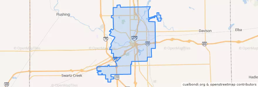 Mapa de ubicacion de Flint.