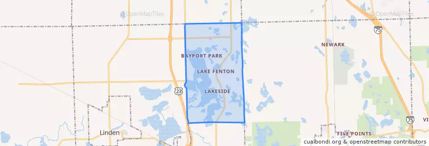 Mapa de ubicacion de Lake Fenton.
