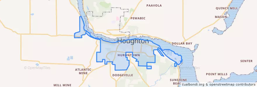 Mapa de ubicacion de Houghton.
