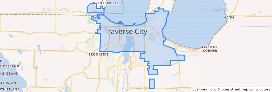 Mapa de ubicacion de Traverse City.