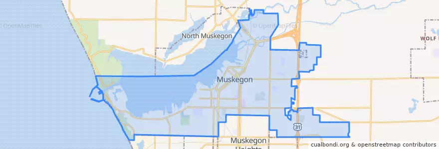 Mapa de ubicacion de Muskegon.