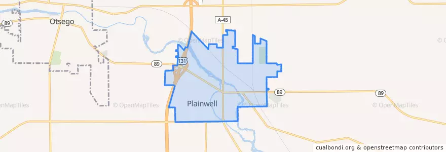 Mapa de ubicacion de Plainwell.