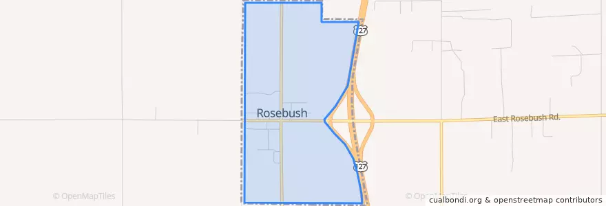 Mapa de ubicacion de Rosebush.