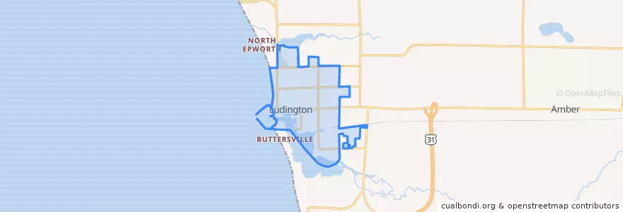 Mapa de ubicacion de Ludington.