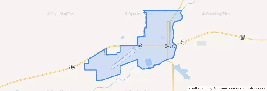 Mapa de ubicacion de Evart.