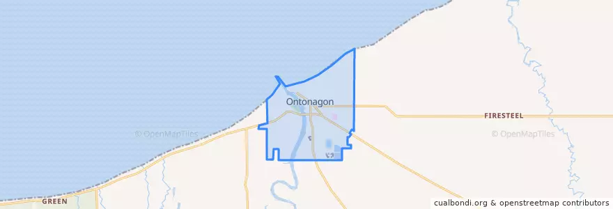 Mapa de ubicacion de Ontonagon.