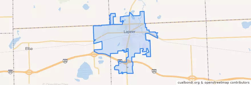 Mapa de ubicacion de Lapeer.