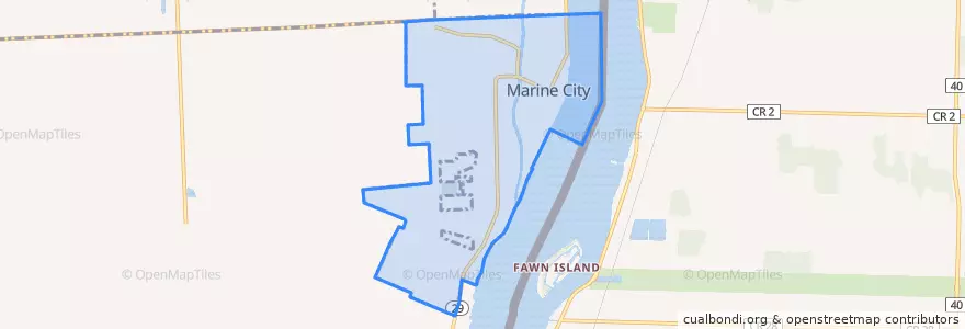 Mapa de ubicacion de Marine City.