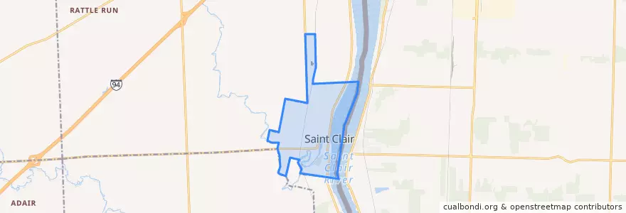 Mapa de ubicacion de SaintClair.