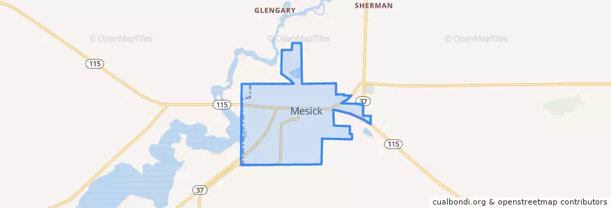 Mapa de ubicacion de Mesick.