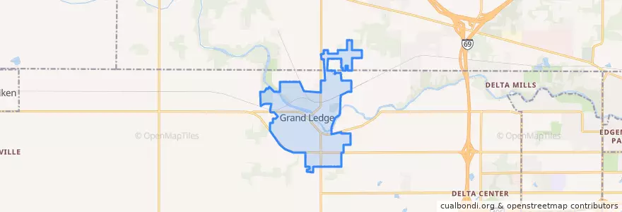 Mapa de ubicacion de Grand Ledge.