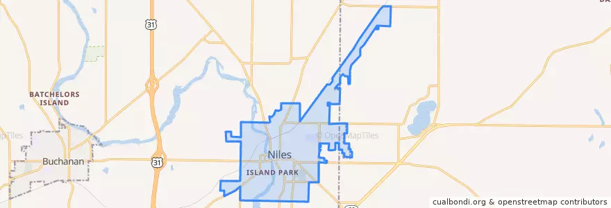 Mapa de ubicacion de Niles.