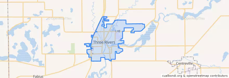 Mapa de ubicacion de Three Rivers.