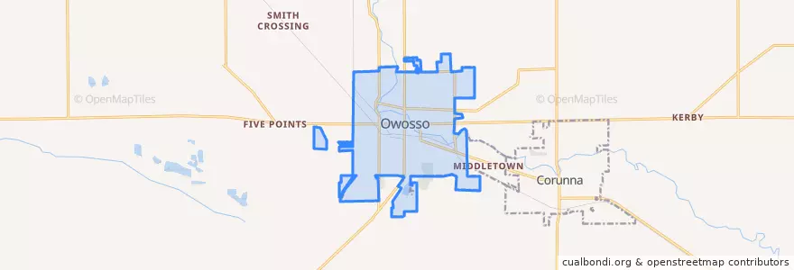 Mapa de ubicacion de Owosso.