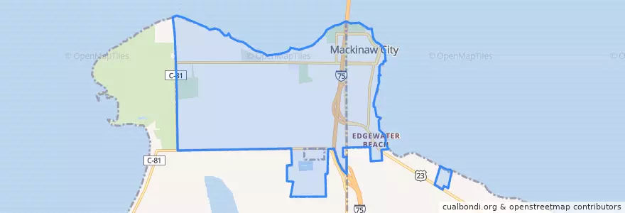 Mapa de ubicacion de Mackinaw City.