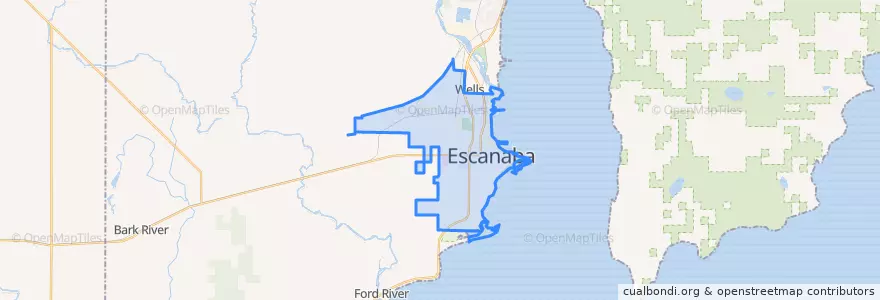 Mapa de ubicacion de Escanaba.