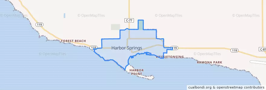 Mapa de ubicacion de Harbor Springs.