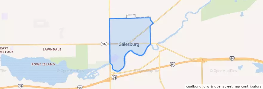 Mapa de ubicacion de Galesburg.