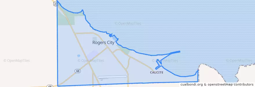 Mapa de ubicacion de Rogers City.