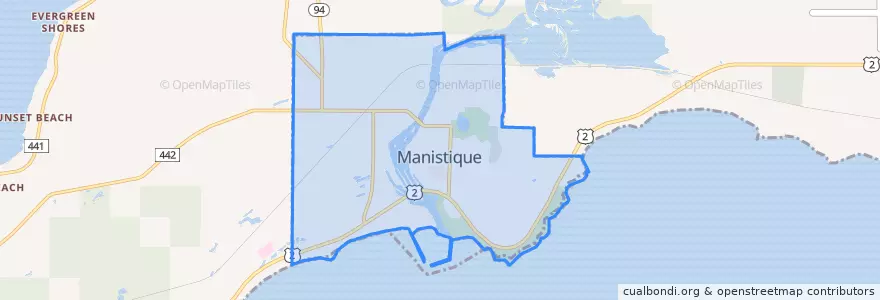 Mapa de ubicacion de Manistique.