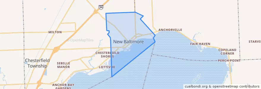 Mapa de ubicacion de New Baltimore.