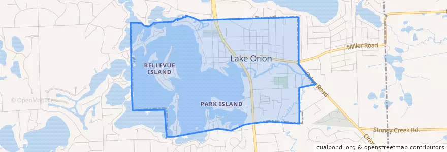 Mapa de ubicacion de Lake Orion.