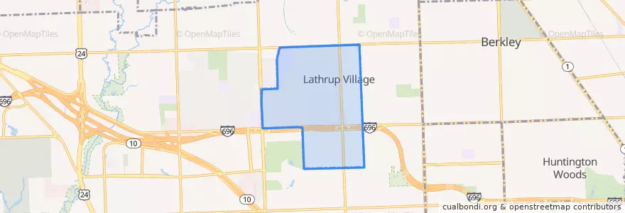 Mapa de ubicacion de Lathrup Village.