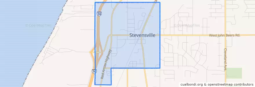 Mapa de ubicacion de Stevensville.