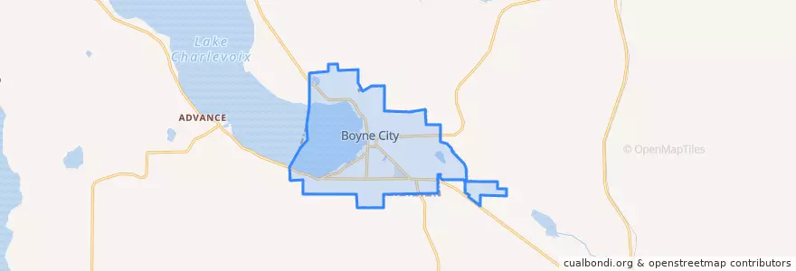 Mapa de ubicacion de Boyne City.