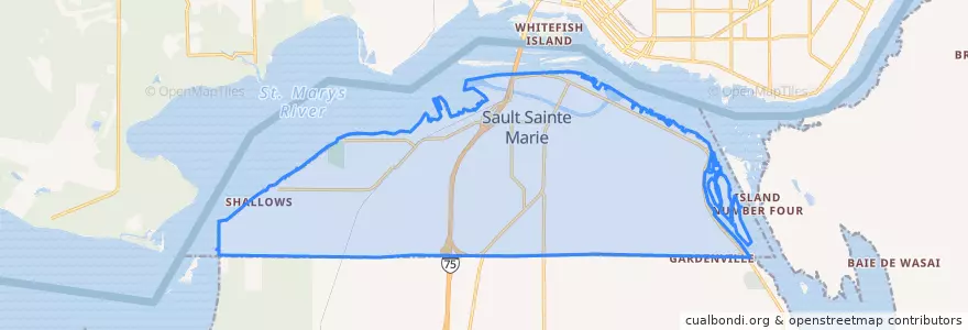 Mapa de ubicacion de Sault Ste. Marie.