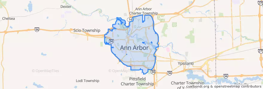 Mapa de ubicacion de Ann Arbor.