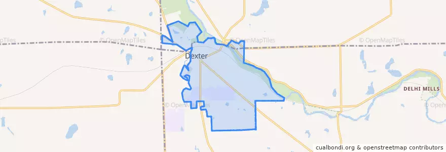 Mapa de ubicacion de Dexter.