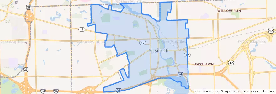 Mapa de ubicacion de Ypsilanti.