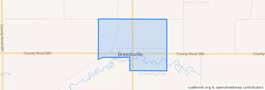 Mapa de ubicacion de Breedsville.