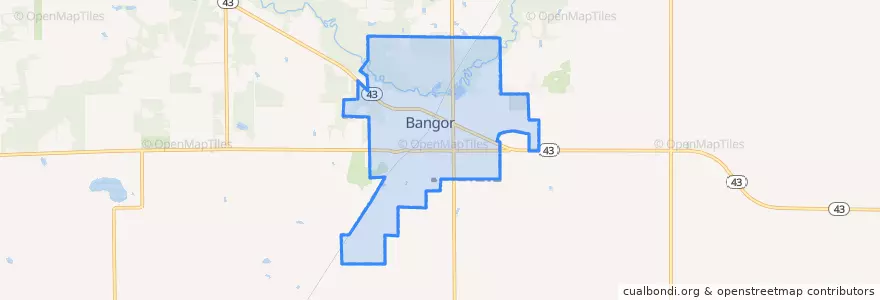 Mapa de ubicacion de Bangor.