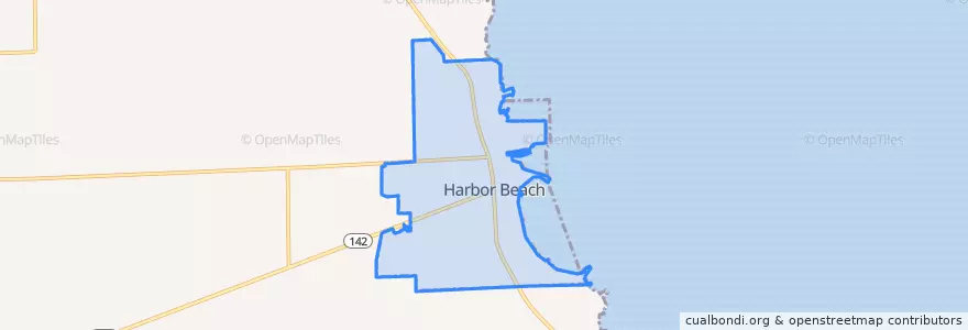Mapa de ubicacion de Harbor Beach.