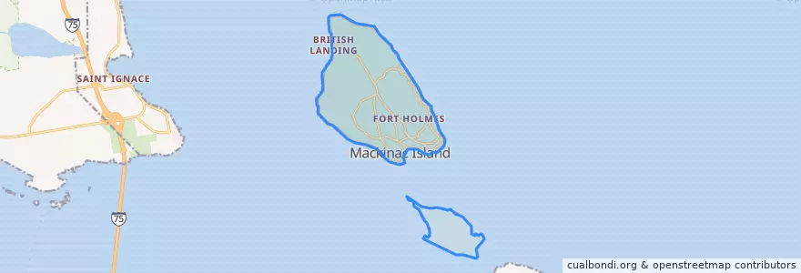 Mapa de ubicacion de Mackinac Island.