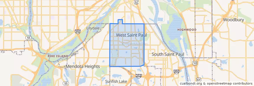 Mapa de ubicacion de West St. Paul.