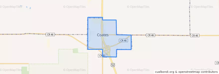 Mapa de ubicacion de Coates.
