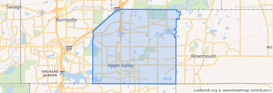 Mapa de ubicacion de Apple Valley.