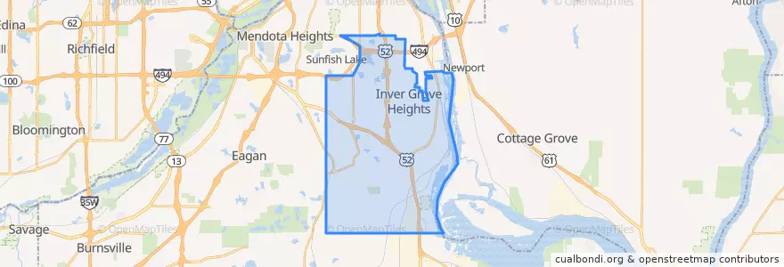 Mapa de ubicacion de Inver Grove Heights.