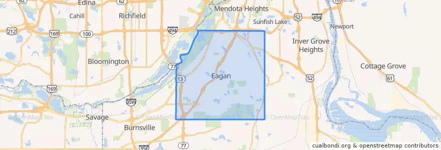 Mapa de ubicacion de Eagan.