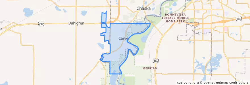 Mapa de ubicacion de Carver.