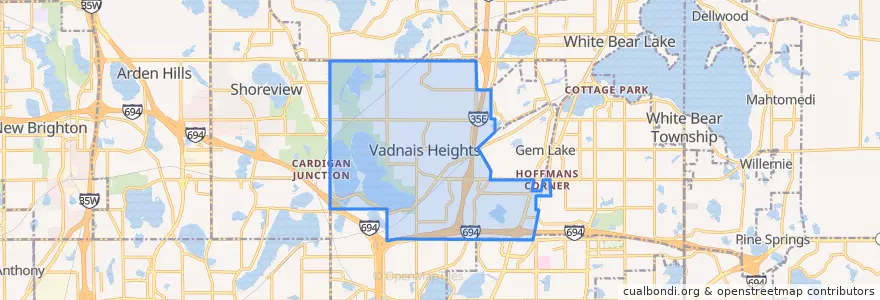 Mapa de ubicacion de Vadnais Heights.
