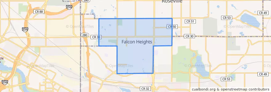 Mapa de ubicacion de Falcon Heights.