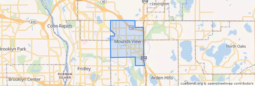 Mapa de ubicacion de Mounds View.