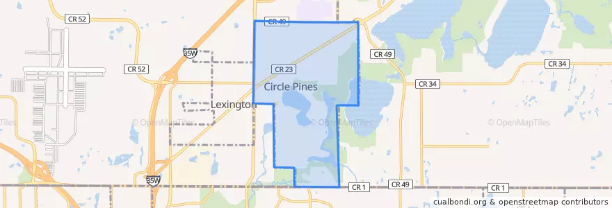 Mapa de ubicacion de Circle Pines.