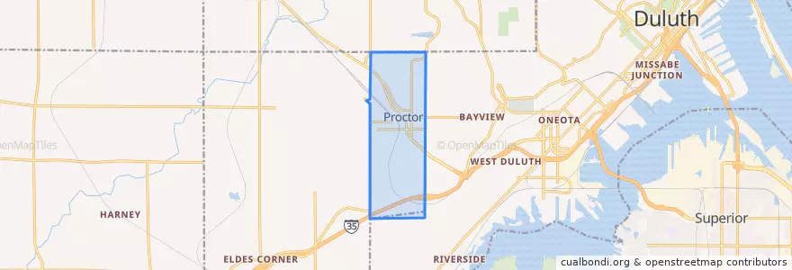 Mapa de ubicacion de Proctor.