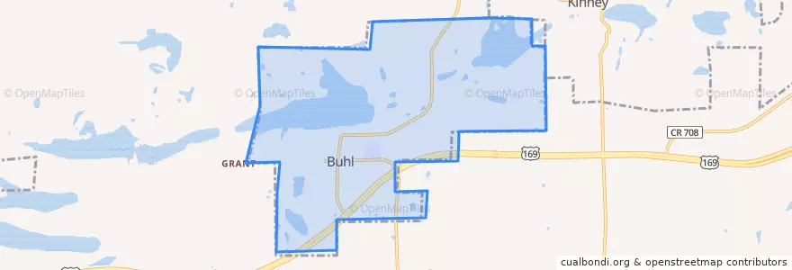 Mapa de ubicacion de Buhl.