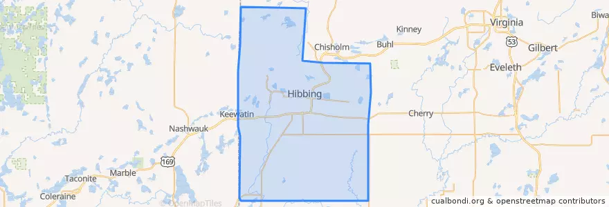 Mapa de ubicacion de Hibbing.